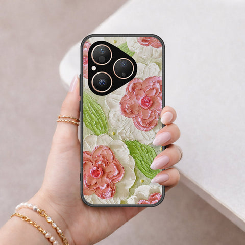 Huawei Pura 80 Cover - Floral Series - Design 13 - Offwhite & Green - HQ Premium Shine Durable Shatterproof Case