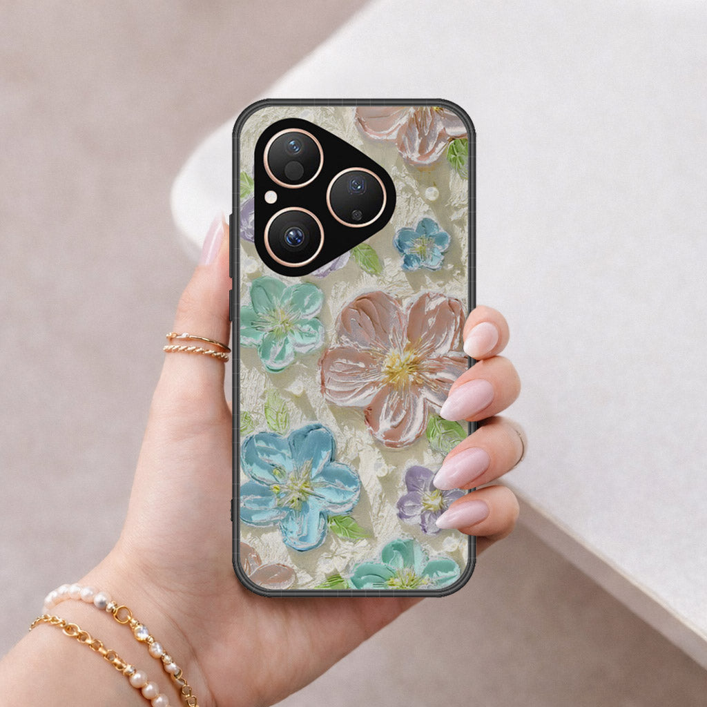 Huawei Pura 80 Cover - Floral Series - Design 14 - Blue & Purple - HQ Premium Shine Durable Shatterproof Case