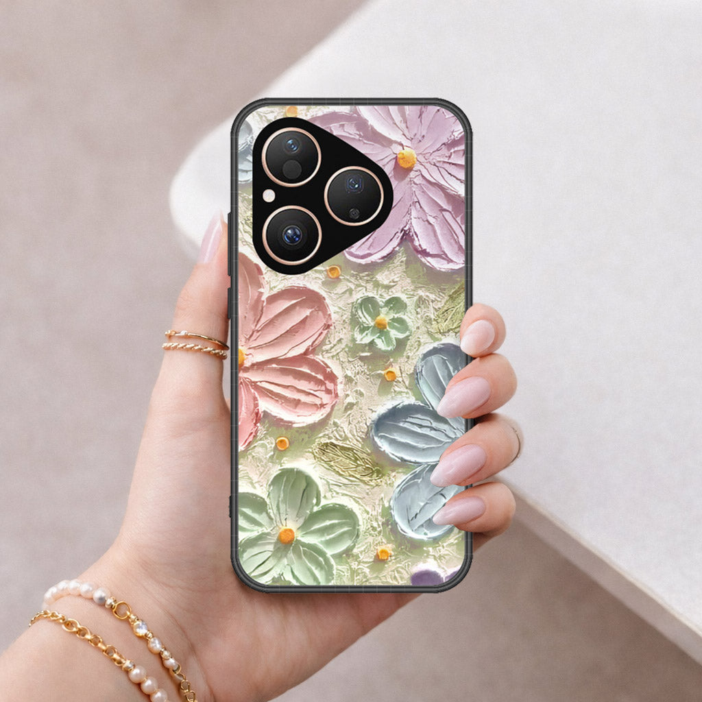 Huawei Pura 80 Cover - Floral Series - Design 15 - Blue & Green - HQ Premium Shine Durable Shatterproof Case