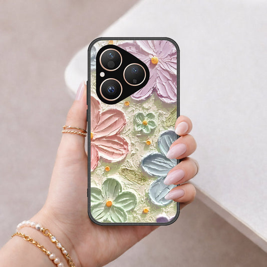 Huawei Pura 80 Cover - Floral Series - Design 15 - Blue & Green - HQ Premium Shine Durable Shatterproof Case