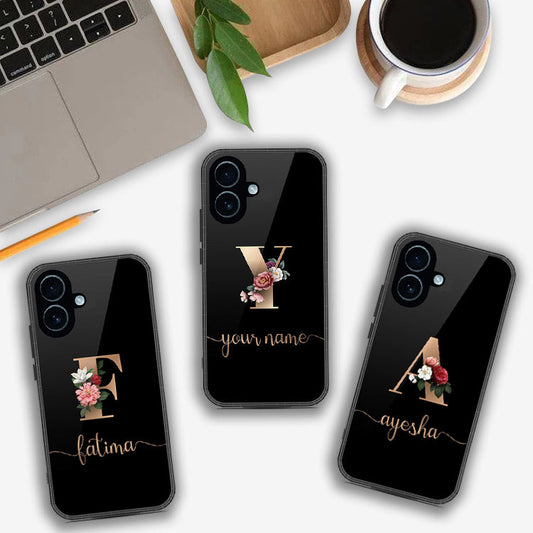 iPhone 17 - Personalized Alphabet Series - HQ Ultra Shine Premium Infinity Glass Soft Silicon Borders Case