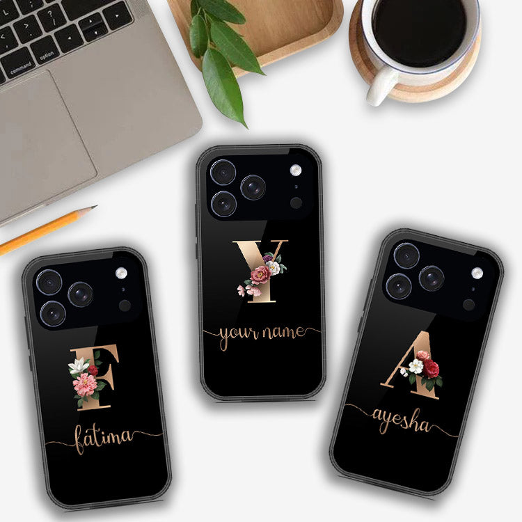 iPhone 17 Pro - Personalized Alphabet Series - HQ Ultra Shine Premium Infinity Glass Soft Silicon Borders Case