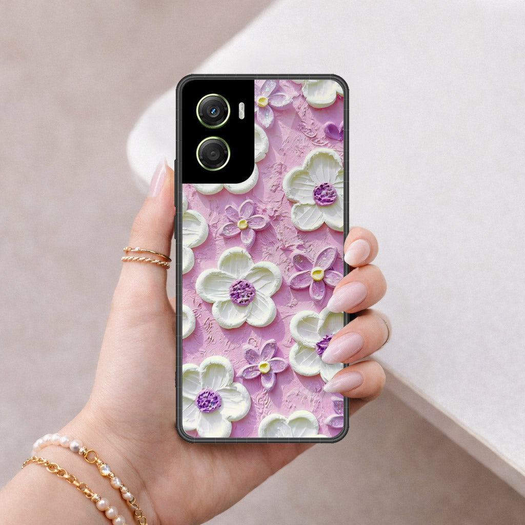 Motorola Moto G06 Cover - Floral Series - Design 4 - Purple & White - HQ Premium Shine Durable Shatterproof Case