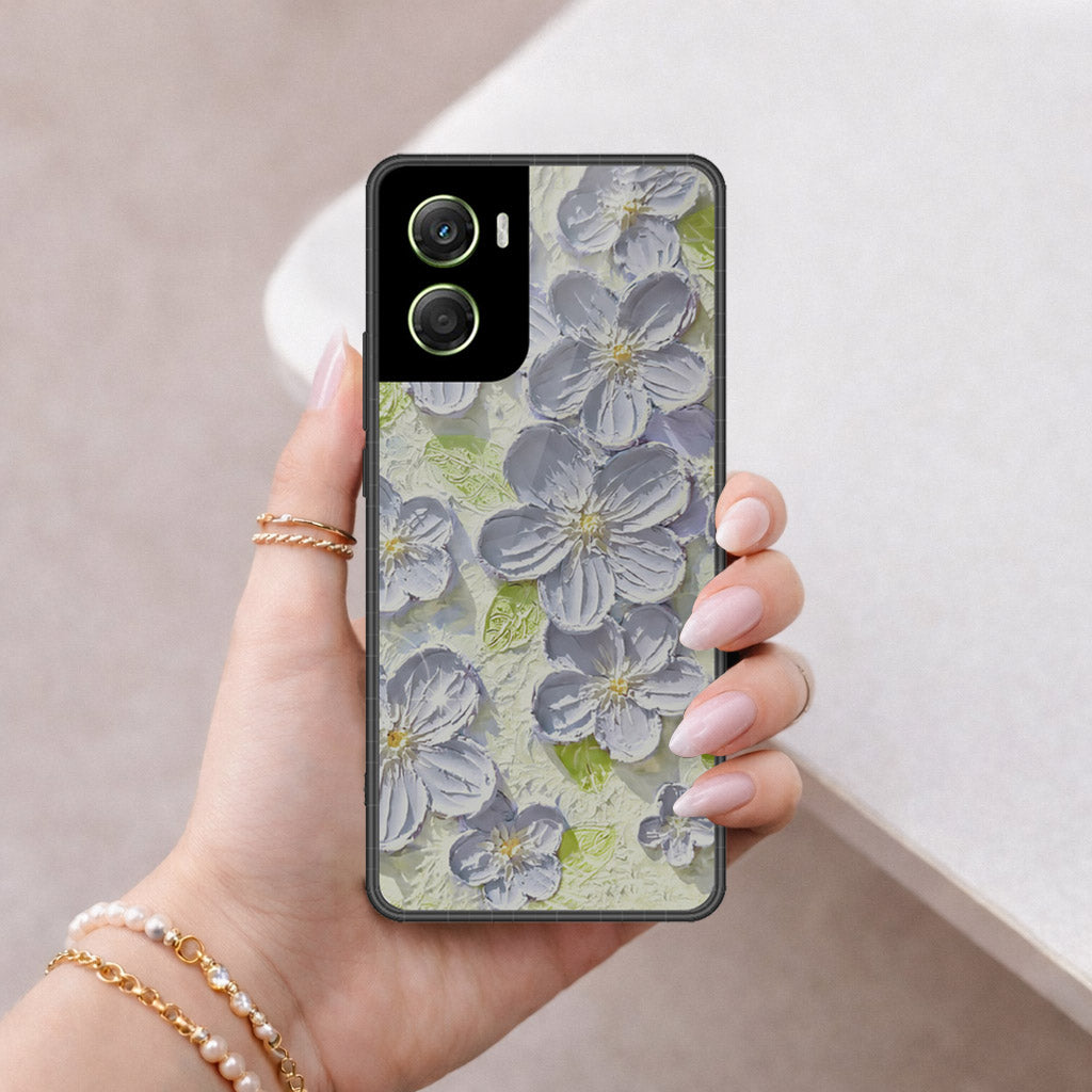 Motorola Moto G06 Cover - Floral Series - Design 12 - Grey & Green - HQ Premium Shine Durable Shatterproof Case
