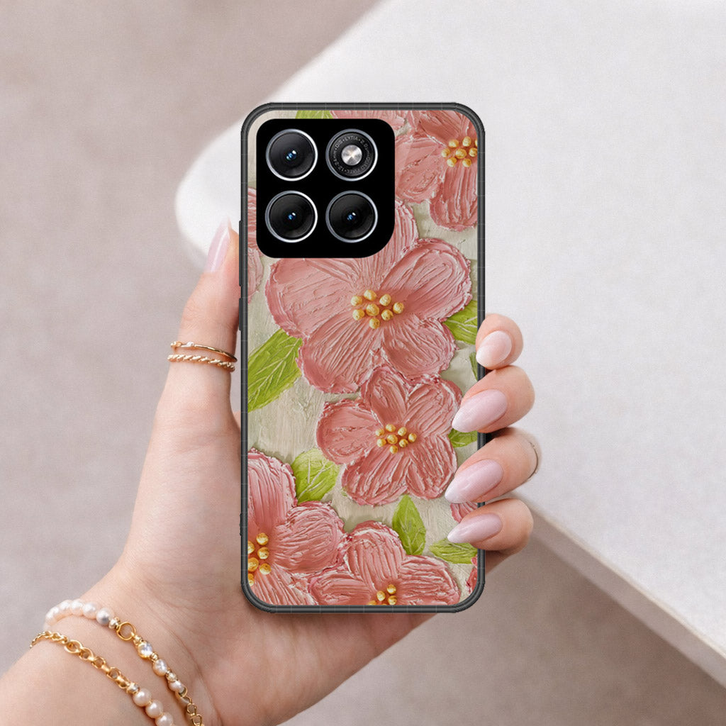 Motorola Moto G57 Power Cover - Floral Series - Design 9 - Pink & Green - HQ Premium Shine Durable Shatterproof Case