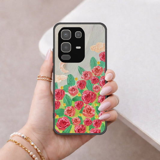 Infinix Note 50x Cover - Floral Series - Design 10 - Red & Green - HQ Premium Shine Durable Shatterproof Case