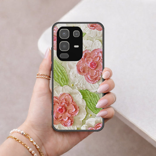 Infinix Note 50x Cover - Floral Series - Design 13 - Offwhite & Green - HQ Premium Shine Durable Shatterproof Case