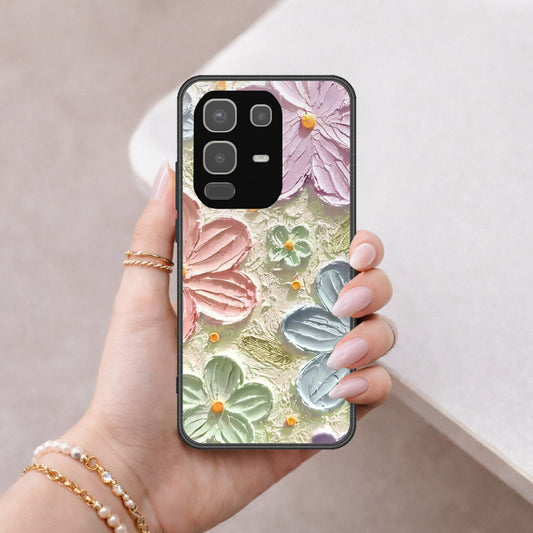 Infinix Note 50x Cover - Floral Series - Design 15 - Blue & Green - HQ Premium Shine Durable Shatterproof Case