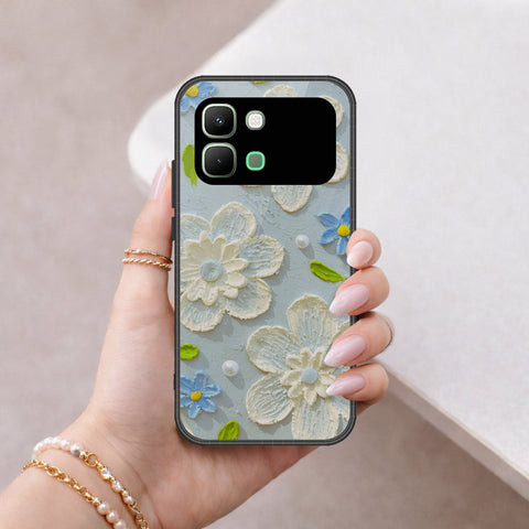 Infinix Note Edge Cover - Floral Series - Design 3 - Sky Blue - HQ Premium Shine Durable Shatterproof Case