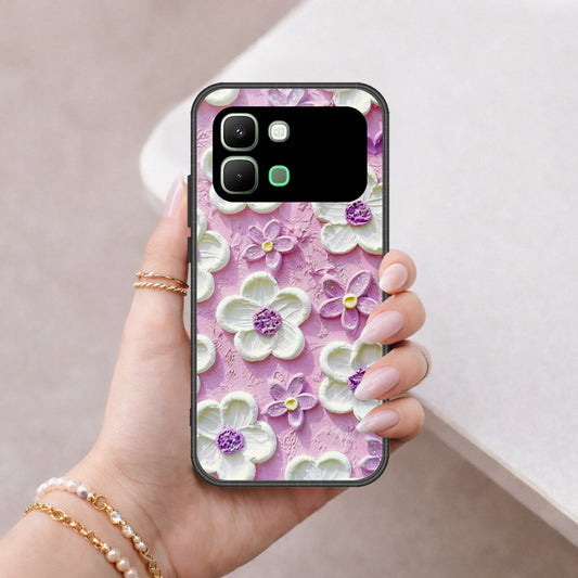 Infinix Note Edge Cover - Floral Series - Design 4 - Purple & White - HQ Premium Shine Durable Shatterproof Case