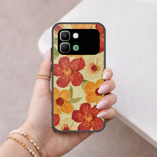 Infinix Note Edge Cover - Floral Series - Design 6 - Red & Orange - HQ Premium Shine Durable Shatterproof Case