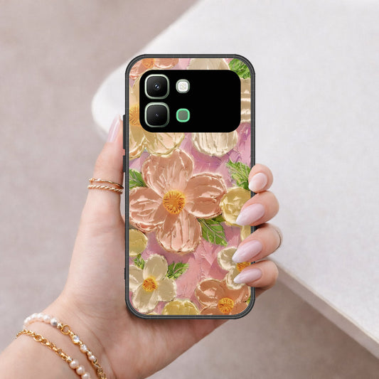Infinix Note Edge Cover - Floral Series - Design 11 - White & Green - HQ Premium Shine Durable Shatterproof Case