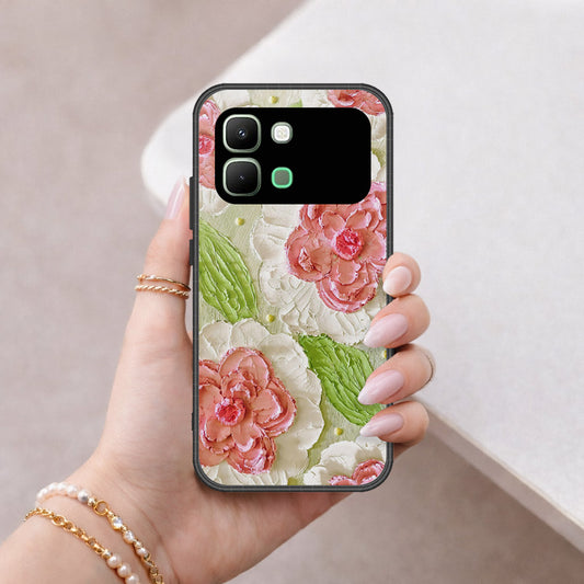Infinix Note Edge Cover - Floral Series - Design 13 - Offwhite & Green - HQ Premium Shine Durable Shatterproof Case