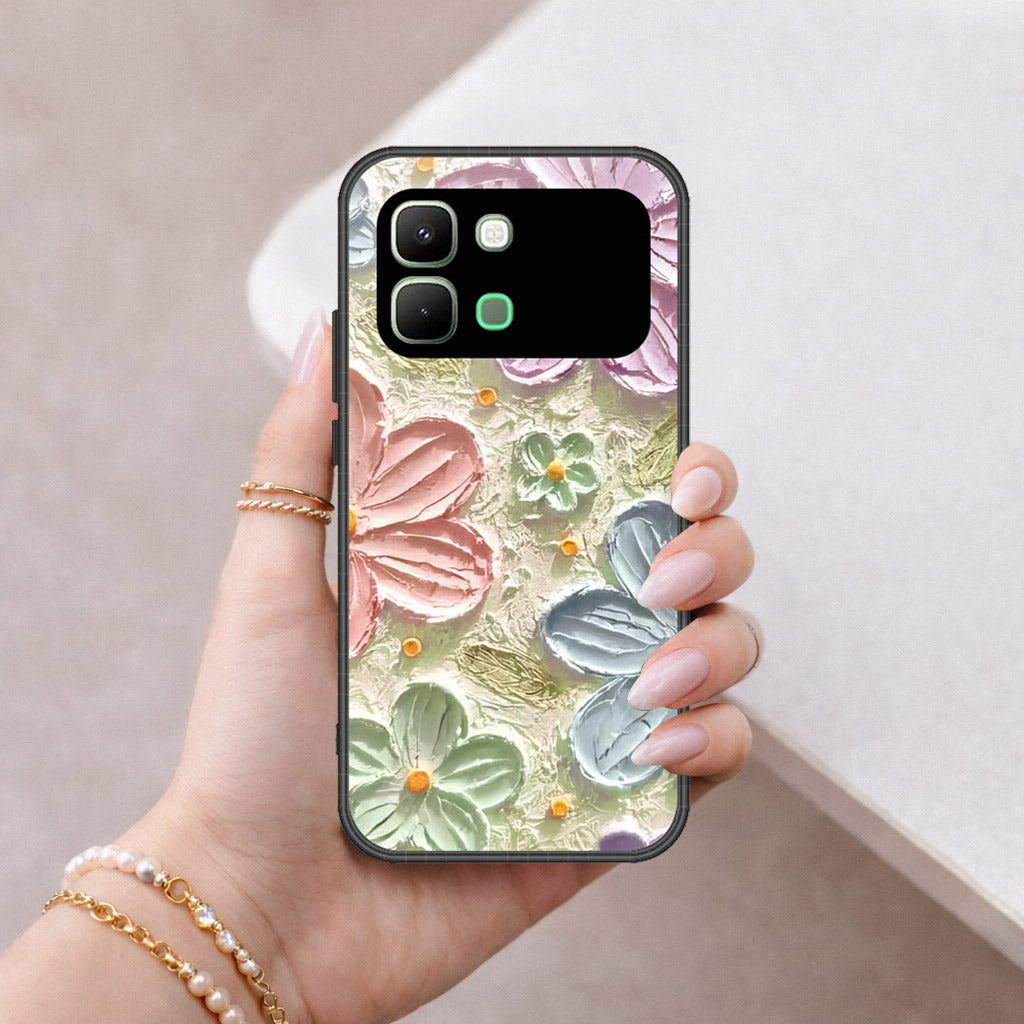 Infinix Note Edge Cover - Floral Series - Design 15 - Blue & Green - HQ Premium Shine Durable Shatterproof Case