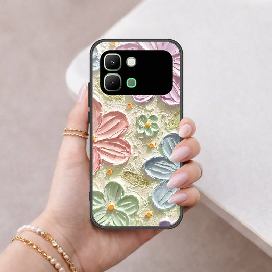 Infinix Note Edge Cover - Floral Series - Design 15 - Blue & Green - HQ Premium Shine Durable Shatterproof Case
