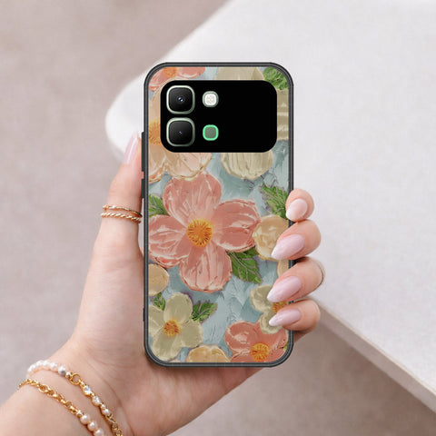 Infinix Note Edge Cover - Floral Series - Design 16 - Cyan & Pink - HQ Premium Shine Durable Shatterproof Case