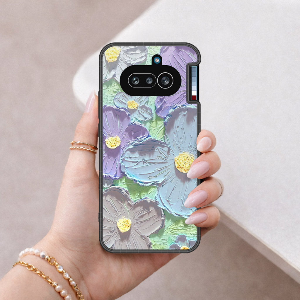 Nothing Phone (4a) Cover - Floral Series - Design 1 - Purple & Aqua - HQ Premium Shine Durable Shatterproof Case