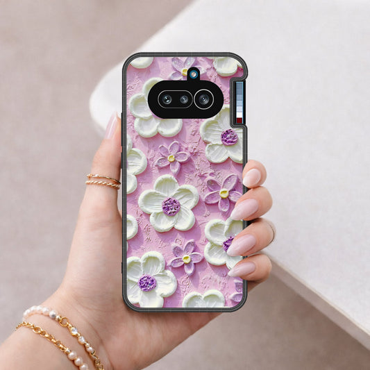 Nothing Phone (4a) Cover - Floral Series - Design 4 - Purple & White - HQ Premium Shine Durable Shatterproof Case