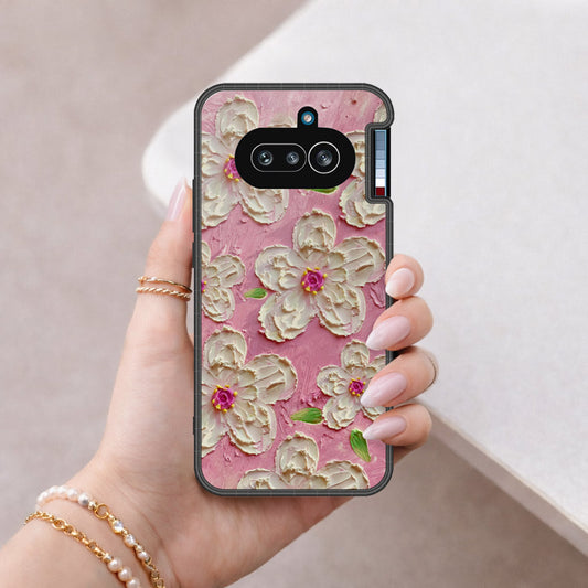 Nothing Phone (4a) Cover - Floral Series - Design 5 - Pink & White - HQ Premium Shine Durable Shatterproof Case