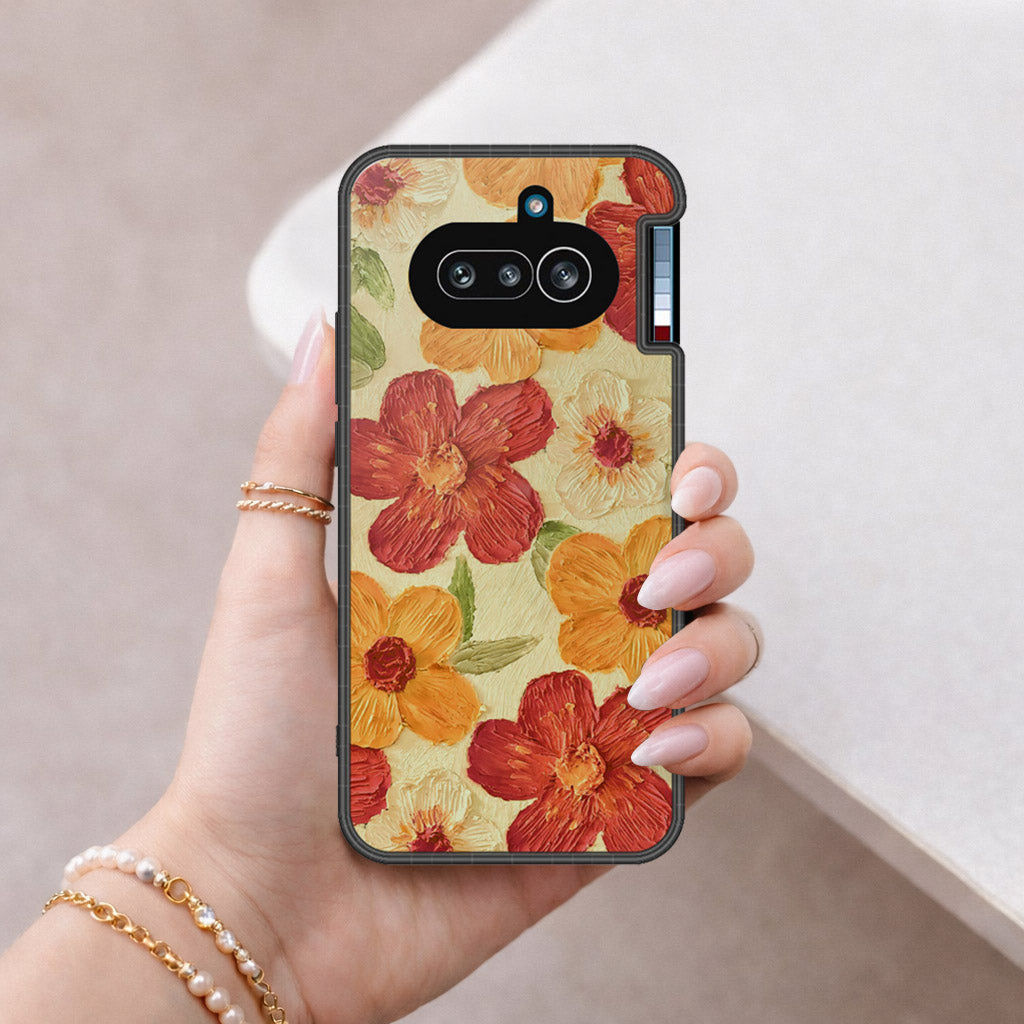 Nothing Phone (4a) Cover - Floral Series - Design 6 - Red & Orange - HQ Premium Shine Durable Shatterproof Case