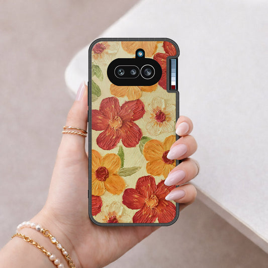 Nothing Phone (4a) Cover - Floral Series - Design 6 - Red & Orange - HQ Premium Shine Durable Shatterproof Case