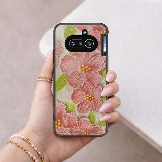 Nothing Phone (4a) Cover - Floral Series - Design 9 - Pink & Green - HQ Premium Shine Durable Shatterproof Case