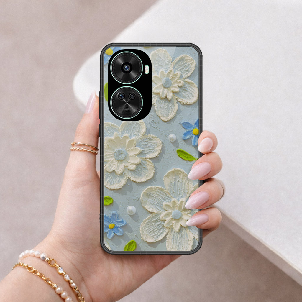 Huawei nova 11 SE Cover - Floral Series - Design 3 - Sky Blue - HQ Premium Shine Durable Shatterproof Case