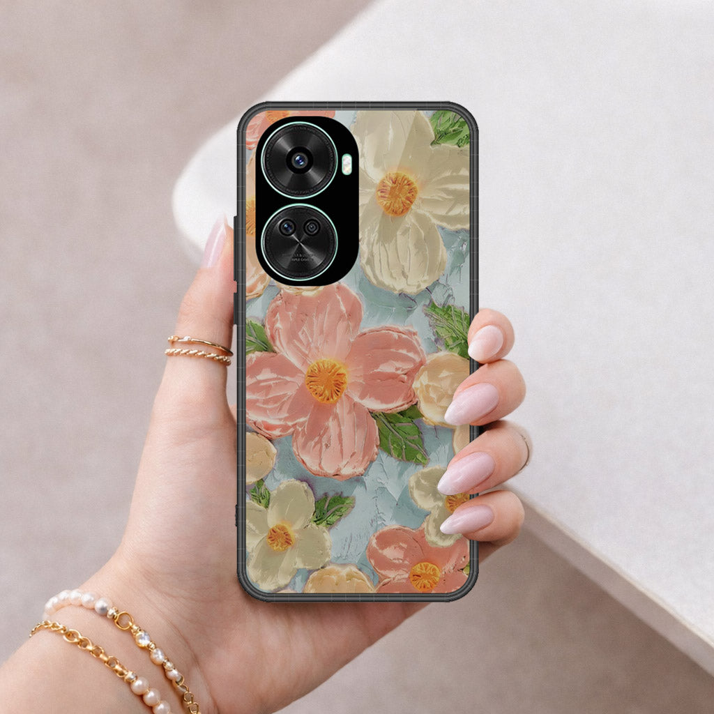 Huawei nova 11 SE Cover - Floral Series - Design 16 - Cyan & Pink - HQ Premium Shine Durable Shatterproof Case
