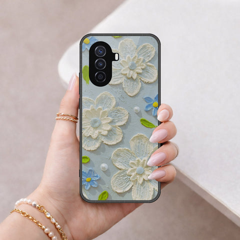 Huawei nova Y70 Plus Cover - Floral Series - Design 3 - Sky Blue - HQ Premium Shine Durable Shatterproof Case