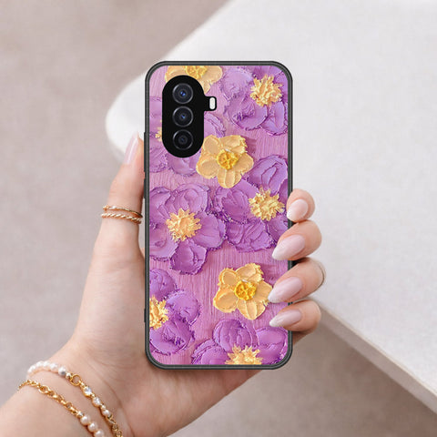 Huawei nova Y70 Cover - Floral Series - Design 8 - Purple & Yellow - HQ Premium Shine Durable Shatterproof Case