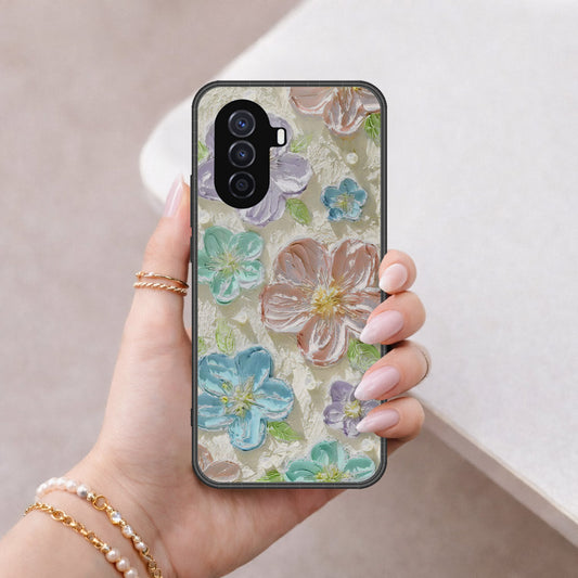Huawei nova Y70 Cover - Floral Series - Design 14 - Blue & Purple - HQ Premium Shine Durable Shatterproof Case