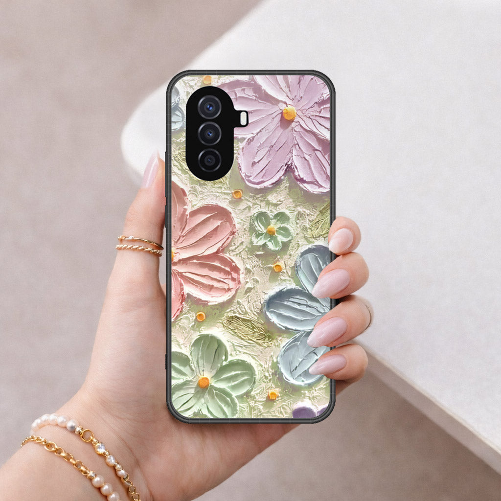 Huawei nova Y70 Cover - Floral Series - Design 15 - Blue & Green - HQ Premium Shine Durable Shatterproof Case