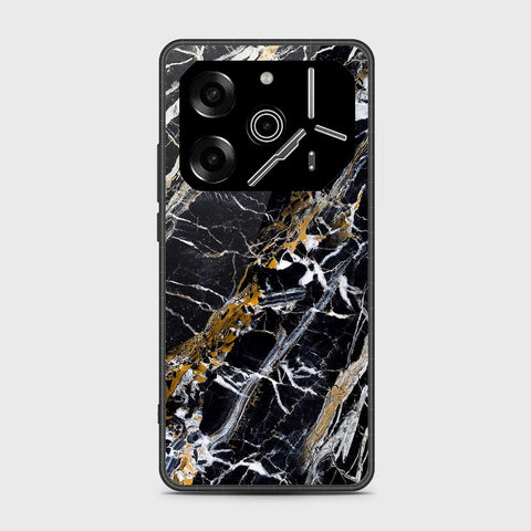 Tecno Pova 6 - Black Marble Series - HQ Premium Shine Durable Shatterproof Case