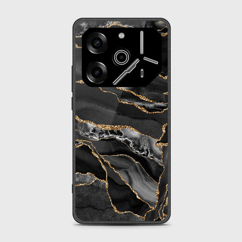 Tecno Pova 6 - Black Marble Series - HQ Premium Shine Durable Shatterproof Case