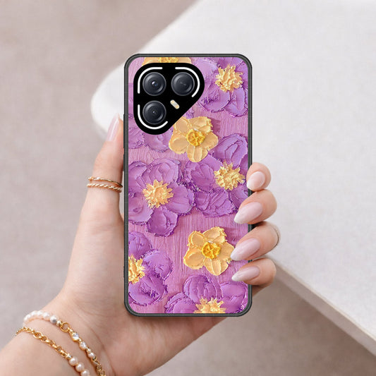 Tecno Pova 7 5G Cover - Floral Series - Design 8 - Purple & Yellow - HQ Premium Shine Durable Shatterproof Case