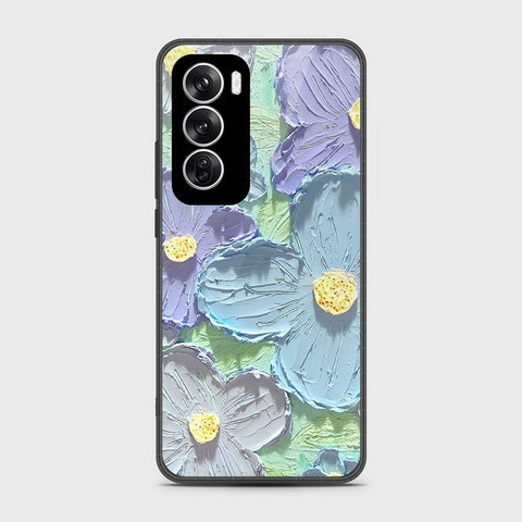 Oppo Reno 12 Cover - Floral Series - Design 1 - Purple & Aqua - HQ Premium Shine Durable Shatterproof Case