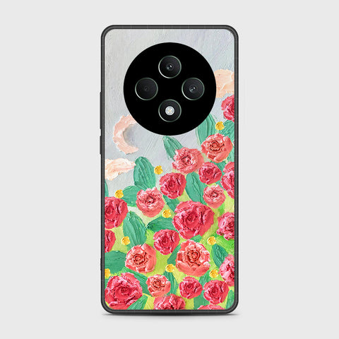 Oppo Reno 12F 4G Cover - Floral Series - Design 10 - Red & Green - HQ Premium Shine Durable Shatterproof Case