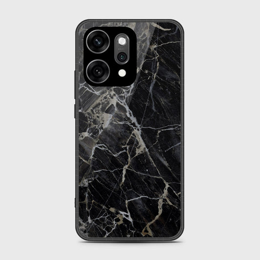 Oppo Reno 14 - Black Marble Series - HQ Ultra Shine Premium Infinity Glass Soft Silicon Borders Case