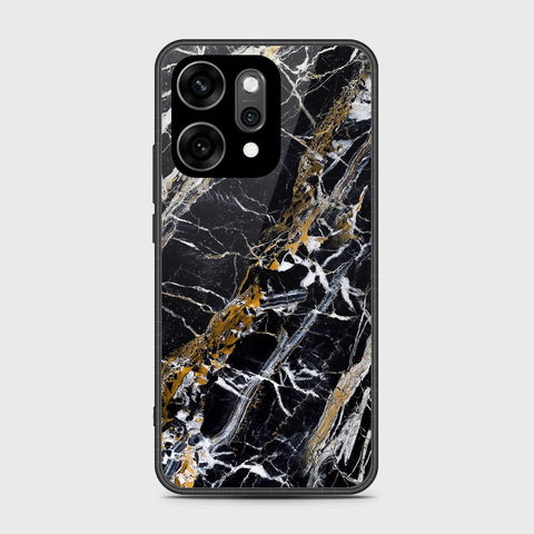 Oppo Reno 14 - Black Marble Series - HQ Ultra Shine Premium Infinity Glass Soft Silicon Borders Case