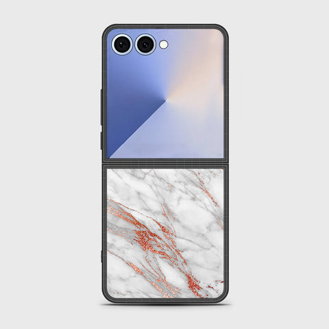 Samsung Galaxy Z Flip 7 - White Marble Series - HQ Premium Shine Durable Shatterproof Case