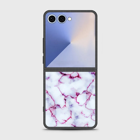 Samsung Galaxy Z Flip 7 - White Marble Series - HQ Premium Shine Durable Shatterproof Case