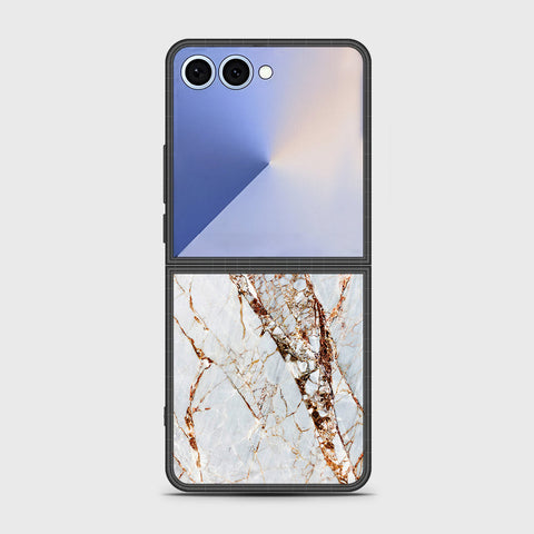 Samsung Galaxy Z Flip 7 - White Marble Series - HQ Premium Shine Durable Shatterproof Case