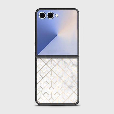 Samsung Galaxy Z Flip 7 - White Marble Series 2 - HQ Premium Shine Durable Shatterproof Case
