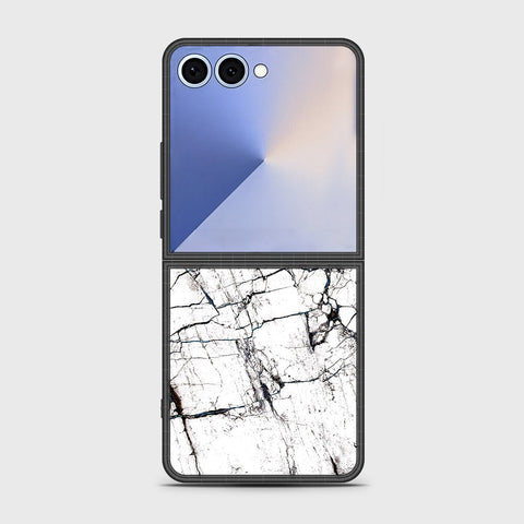 Samsung Galaxy Z Flip 7 - White Marble Series 2 - HQ Premium Shine Durable Shatterproof Case