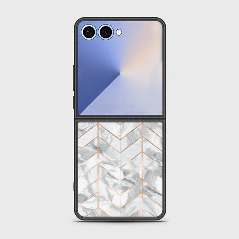 Samsung Galaxy Z Flip 7 - White Marble Series 2 - HQ Premium Shine Durable Shatterproof Case