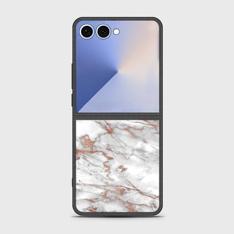 Samsung Galaxy Z Flip 7 - White Marble Series 2 - HQ Premium Shine Durable Shatterproof Case