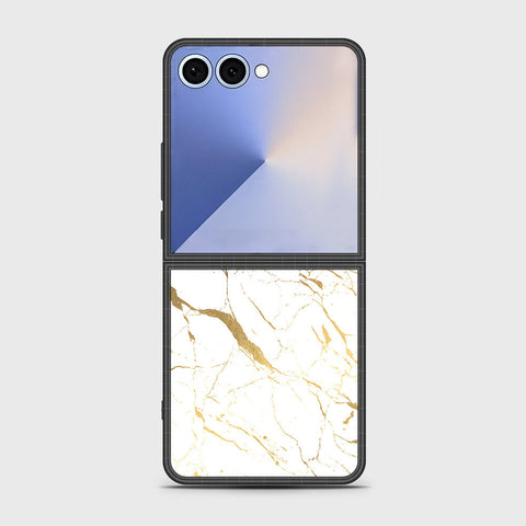 Samsung Galaxy Z Flip 7 - White Marble Series 2 - HQ Premium Shine Durable Shatterproof Case