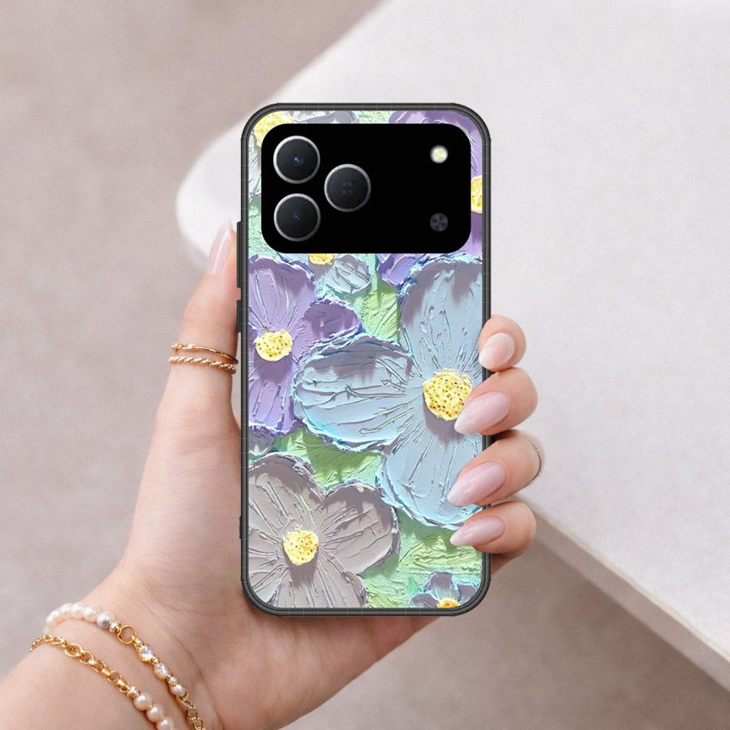 Tecno Spark 50 4G Cover - Floral Series - Design 1 - Purple & Aqua - HQ Premium Shine Durable Shatterproof Case