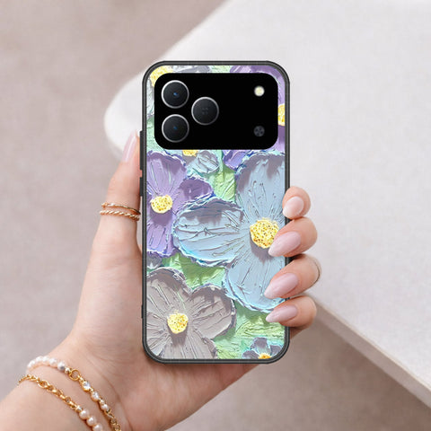 Tecno Spark 50 4G Cover - Floral Series - Design 1 - Purple & Aqua - HQ Premium Shine Durable Shatterproof Case