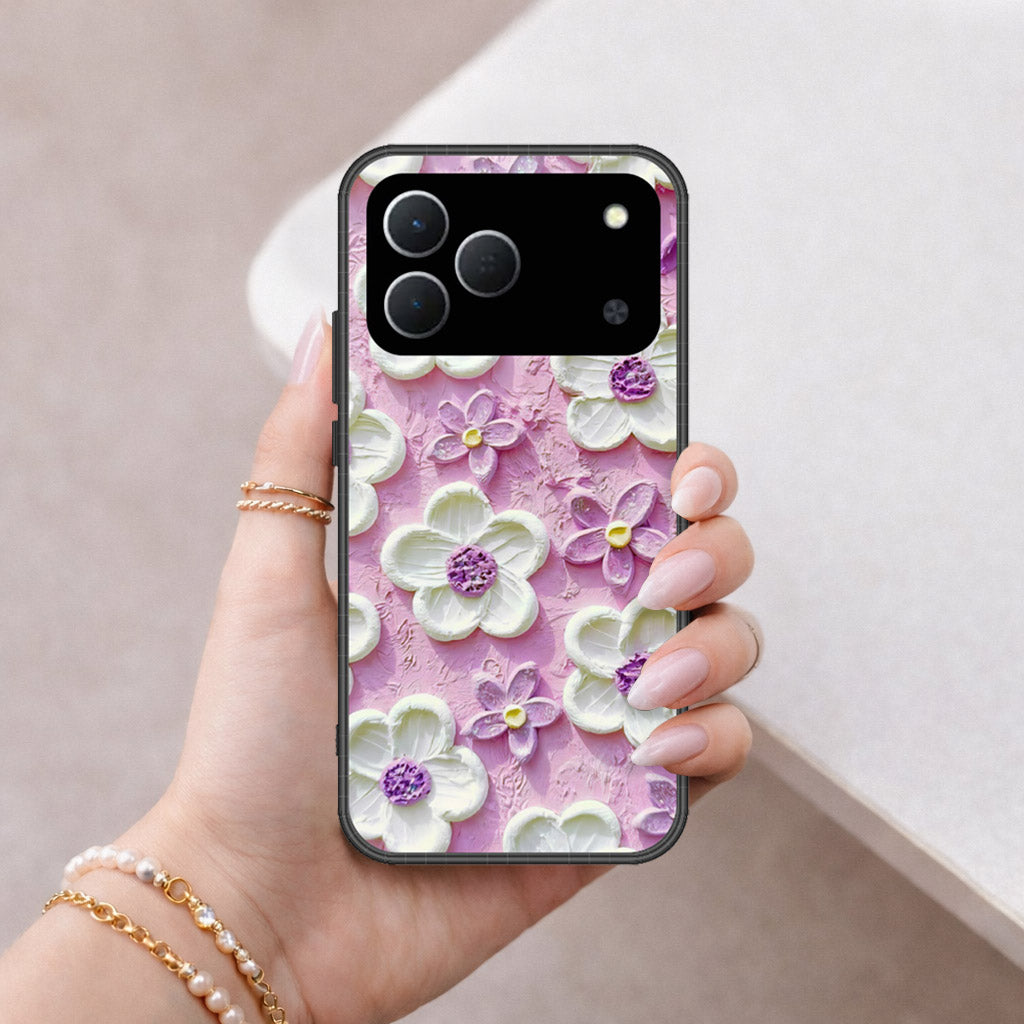 Tecno Spark 50 4G Cover - Floral Series - Design 4 - Purple & White - HQ Premium Shine Durable Shatterproof Case